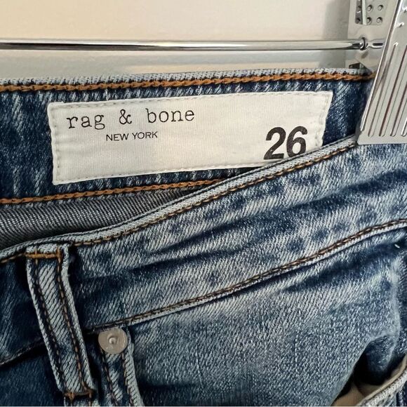 Rag & Bone Dre Low Rise Slim Boyfriend Jeans Distressed Blue River | Size 26 - Picture 4 of 10